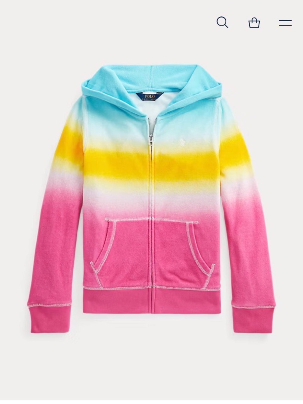 Polo by Ralph Lauren Girls' Blue Yellow Pink Ombre Zip Hoodie